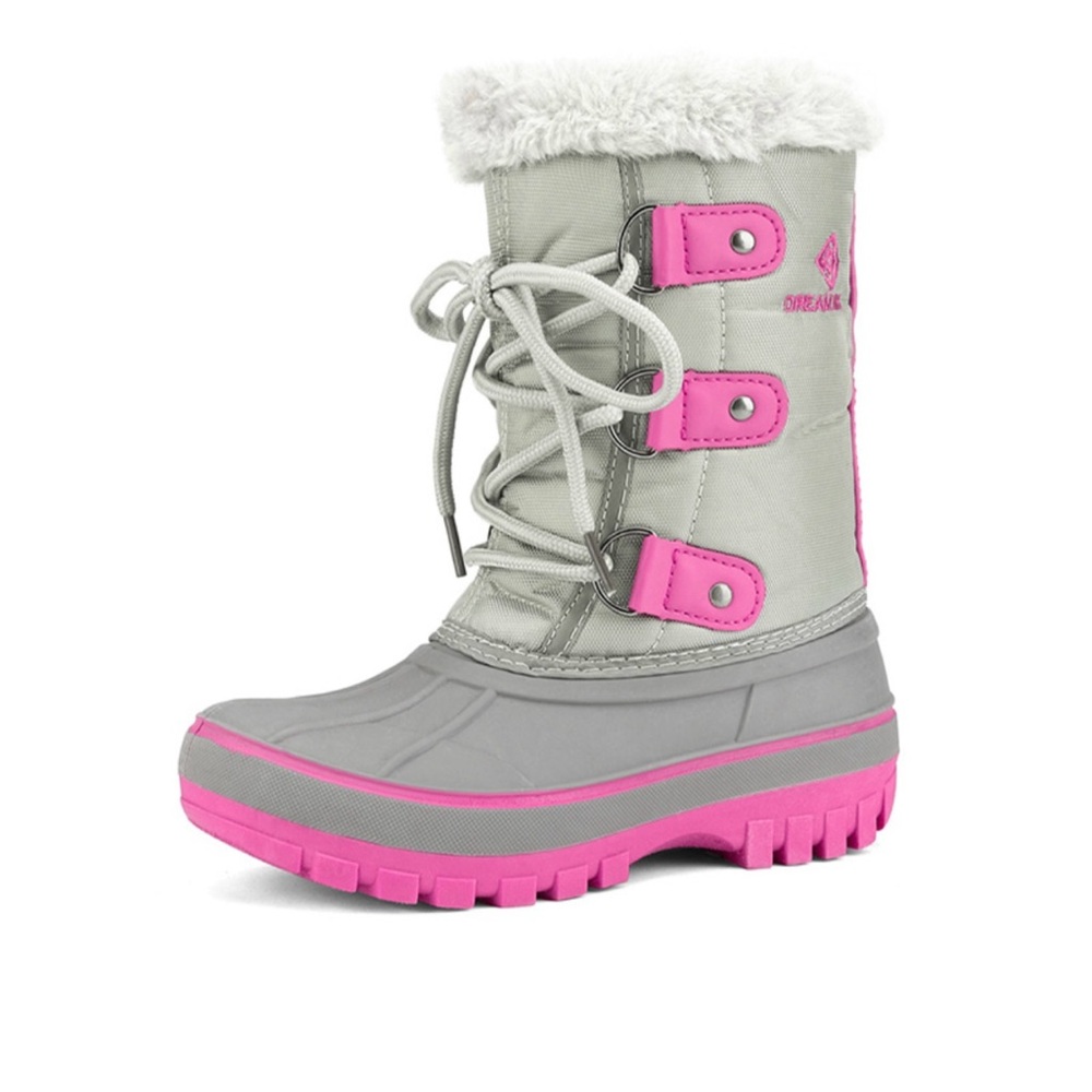 DREAM PAIRS Girls Fur Lined Winter Snow Boots